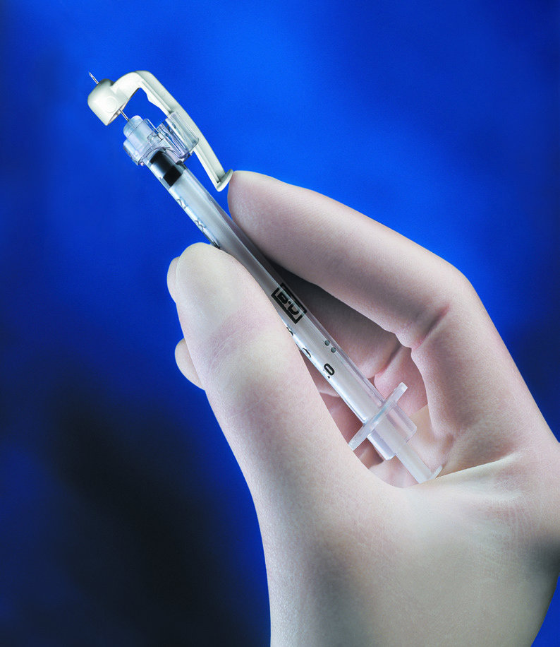 BD SafetyGlide™ Insulinspritze für U100-Insuline, Spritze, Sicherheitsspritze, Schutzspritze