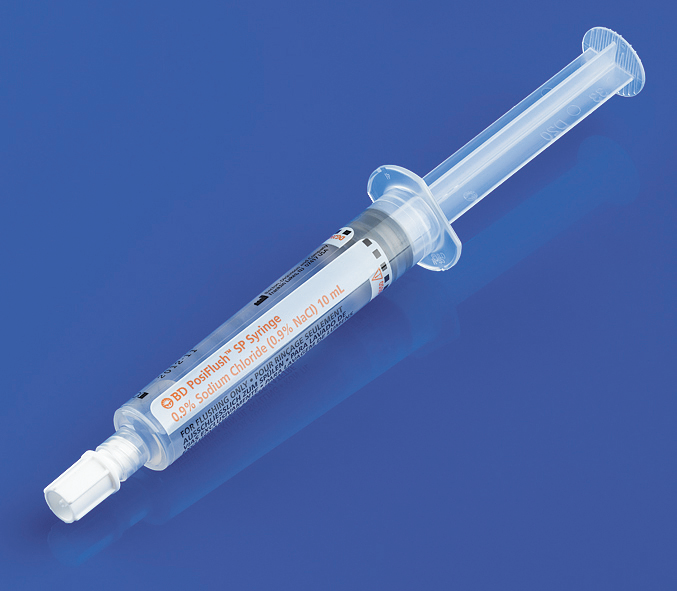 BD POSIFLUSHTM Spülsystem, Spritze, gefüllt, Saline, Einmalspritze