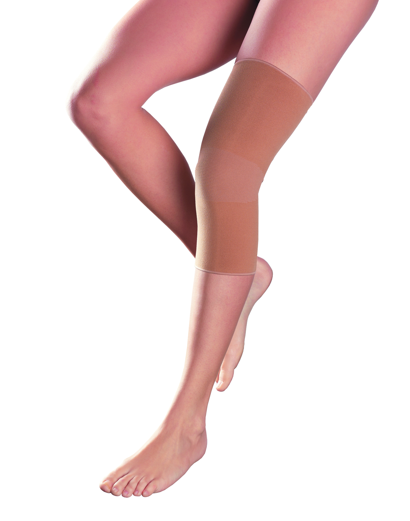 Kniebandage ohne Spiralfeder, ohne Naht, rutschsicher, ohne Längsnaht in der Kniekehle.