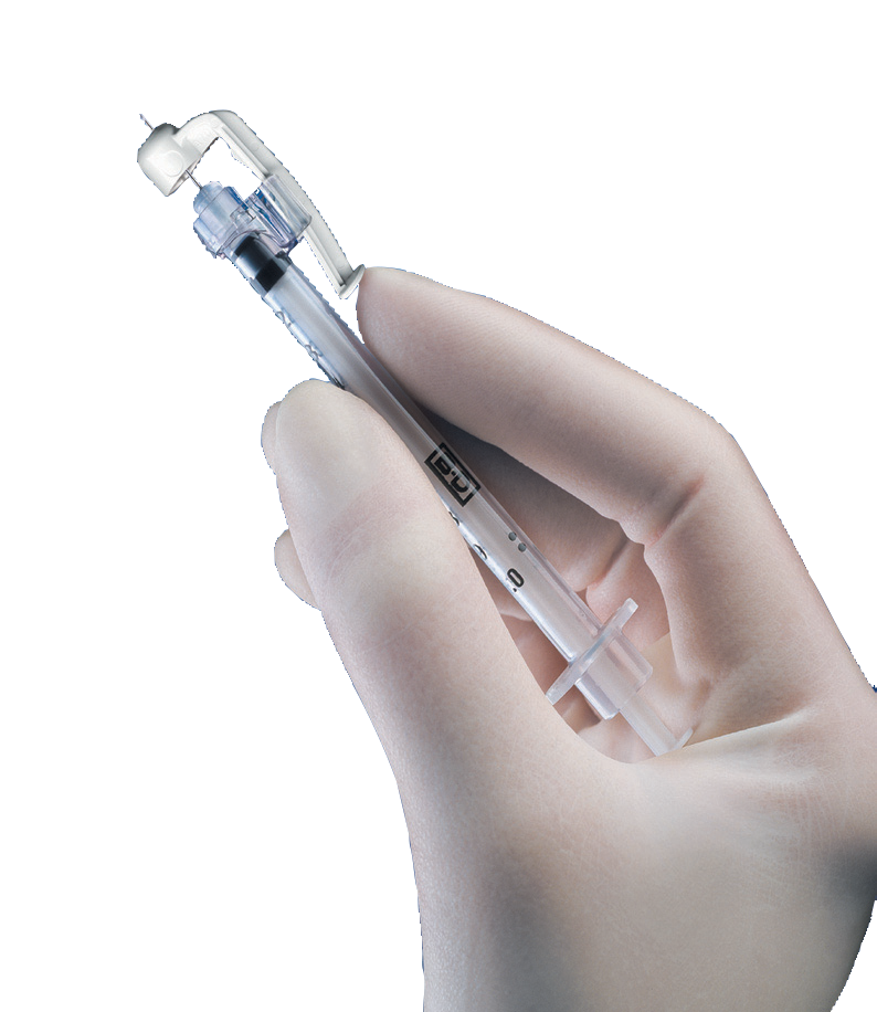 BD SafetyGlide™ Insulinspritze für U100-Insuline, Spritze, Sicherheitsspritze, Schutzspritze
