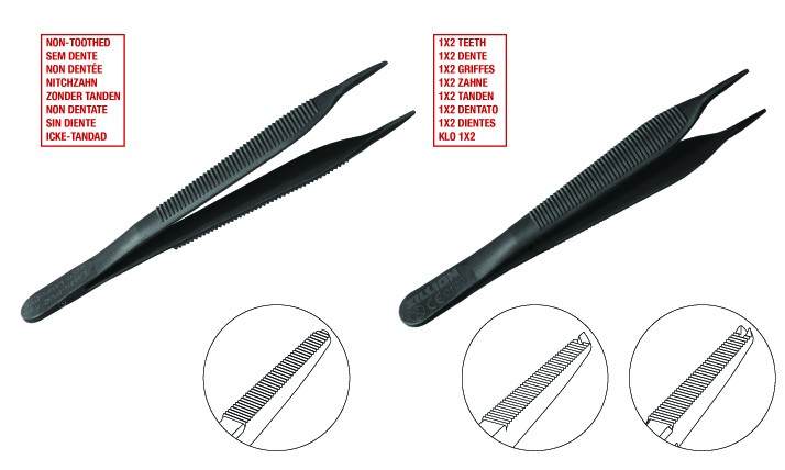 Einmalpinzette Adson steril - anatomisch, Einweg Instrument steril Kunststoff