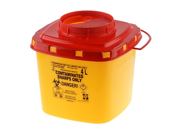 Kanülenabwurfbehälter, Kanüleneimer, Sicherheitsbehälter, Sicherheitsbox für Kanülen, Abwurfbehälter