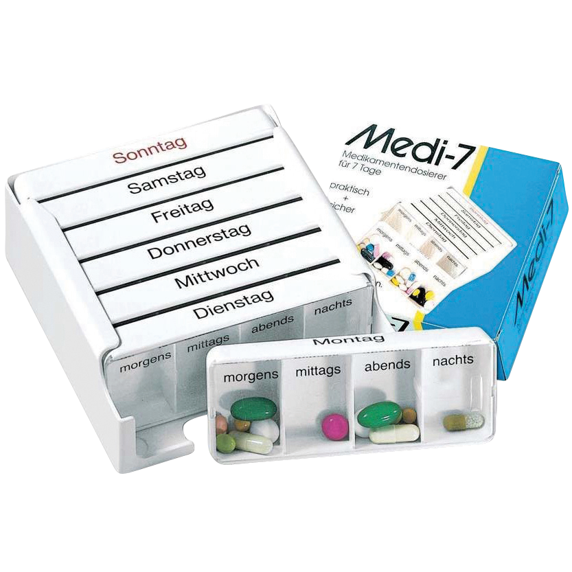 Medi 7 Wochendispenser, Medikamentenaufbereiter, Ersatzdispenser, Ersatzdeckel