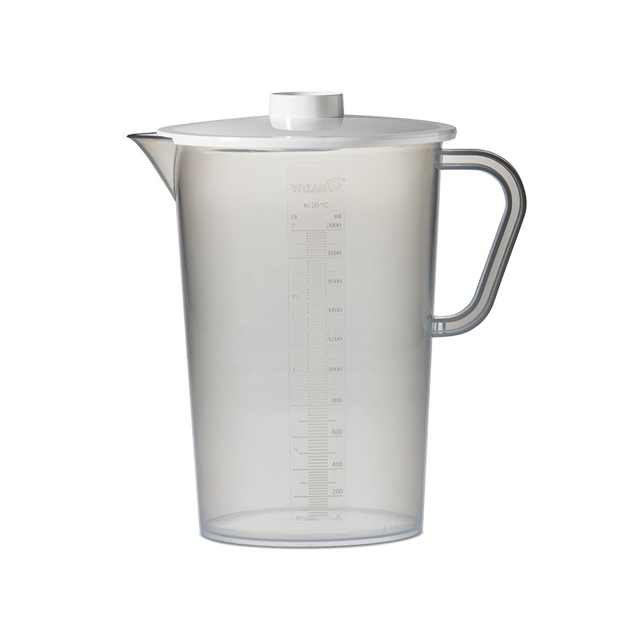 Sammelgefäß, PP, mit Deckel, PC, erhabene Skala, 2000 ml, Urinsammelgefäß