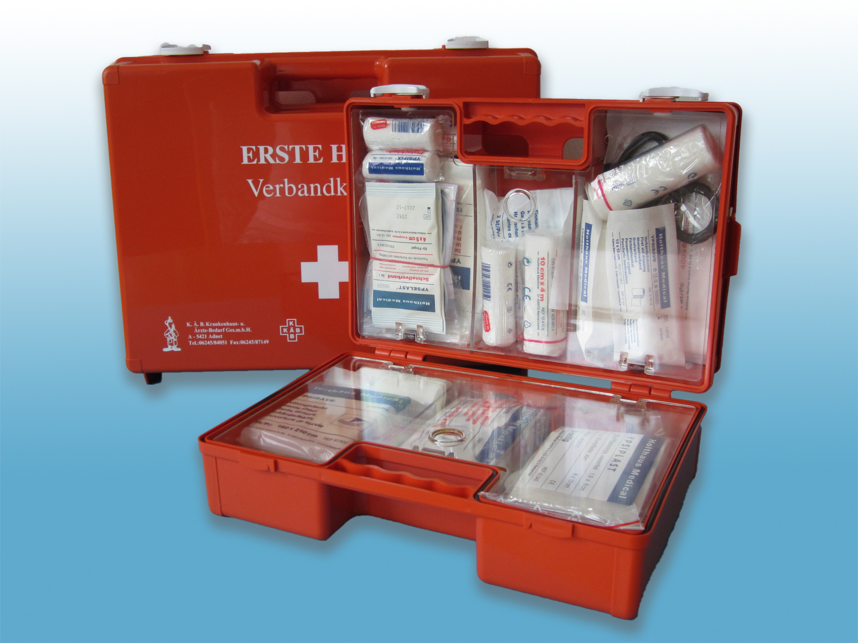 Verbandkasten - Erste Hilfe Koffer Multi orange, ÖNORM Z1020 - 2025 - NEU