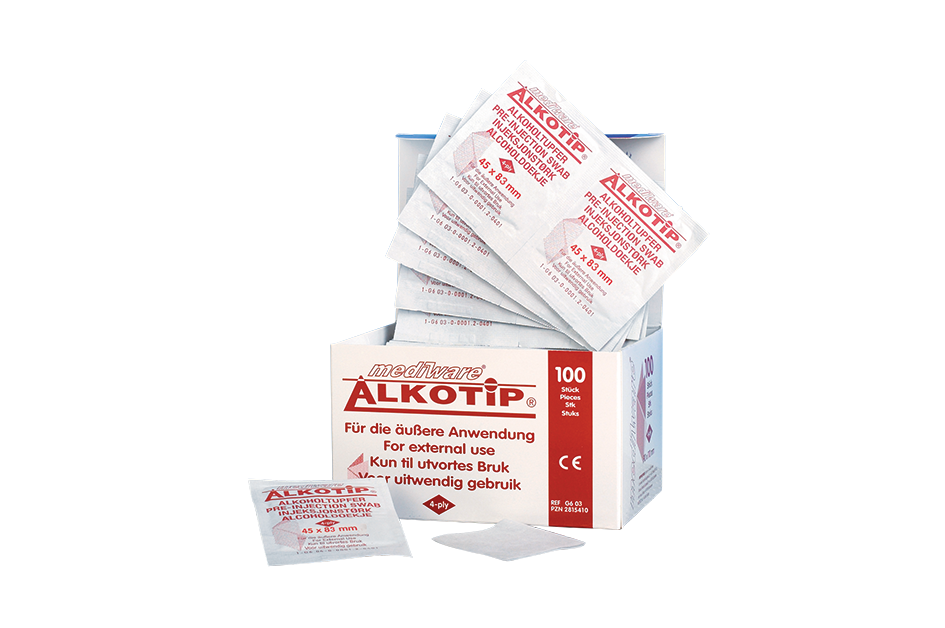 Alkoholtupfer, Desinfektionstupfer, Tupfer, Hautflächenreinigung