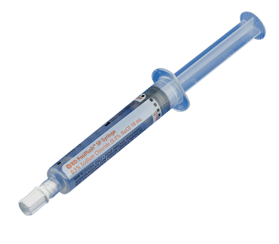 BD POSIFLUSHTM Spülsystem, Spritze, gefüllt, Saline, Einmalspritze
